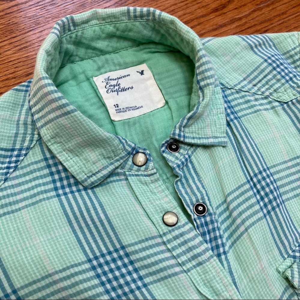AEO | Green/ blue plaid shirt